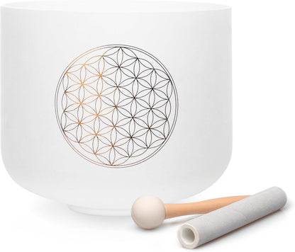 7" B Note Crystal Singing Bowl Crown Chakra with Suede Mallet for Meditation, Yoga, Chakra Healing & Sound Therapy