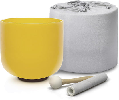 7" B Note Crystal Singing Bowl Crown Chakra with Suede Mallet for Meditation, Yoga, Chakra Healing & Sound Therapy