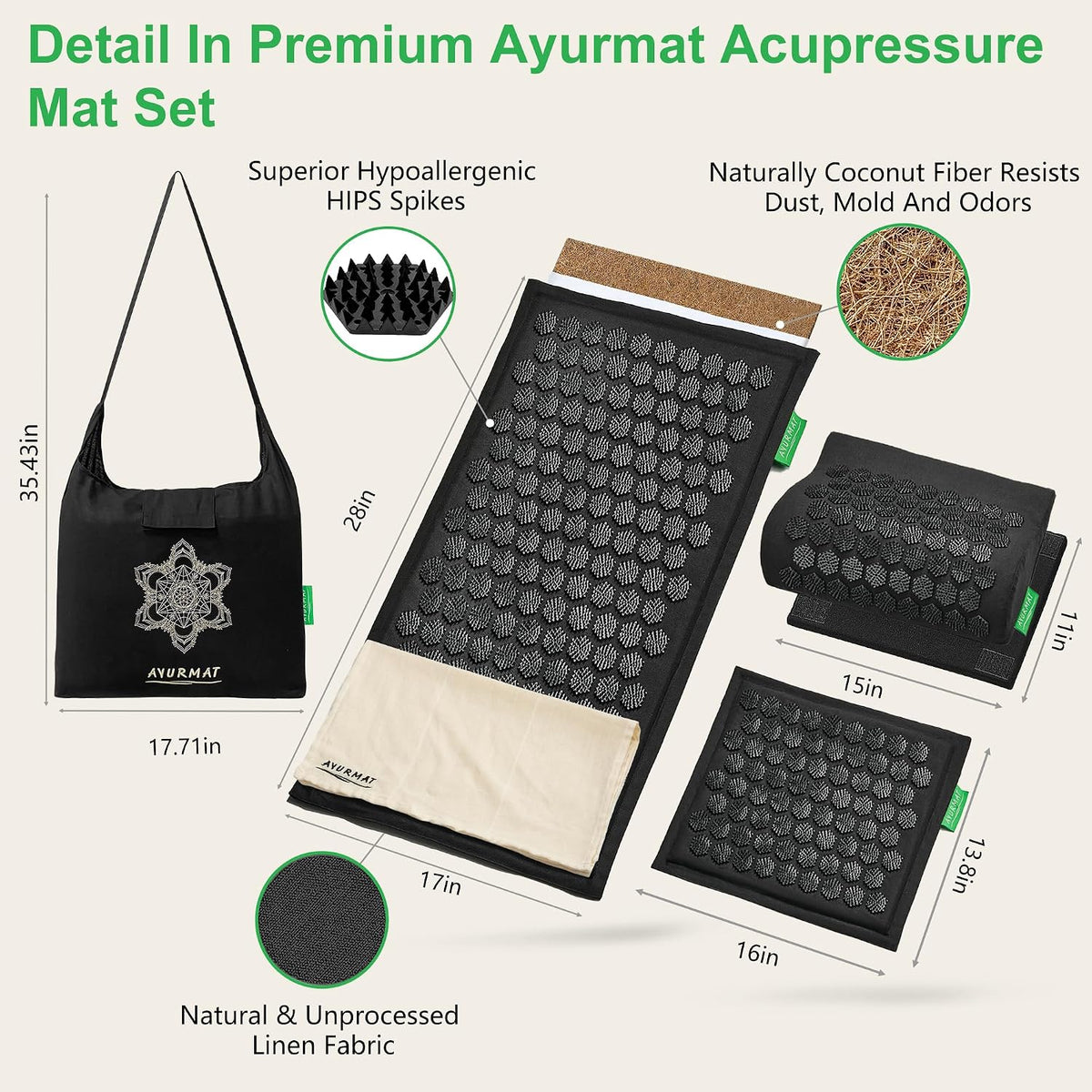 Acupressure Mat and Pillow Set - Full Body Acupuncture Mat