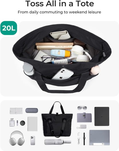 Tote Bag for Women, Foldable Tote Bag With Zipper Travel Shoulder Bag Handbag for Work