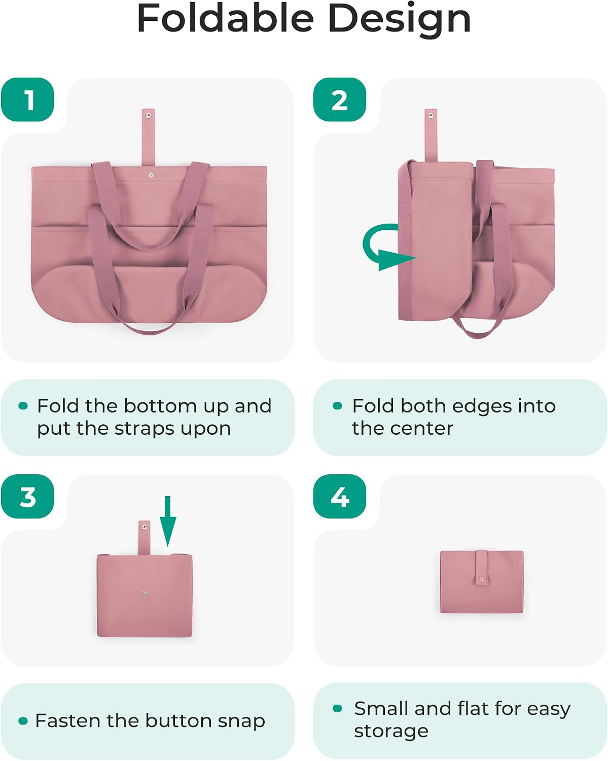 Tote Bag for Women, Foldable Tote Bag With Zipper Travel Shoulder Bag Handbag for Work