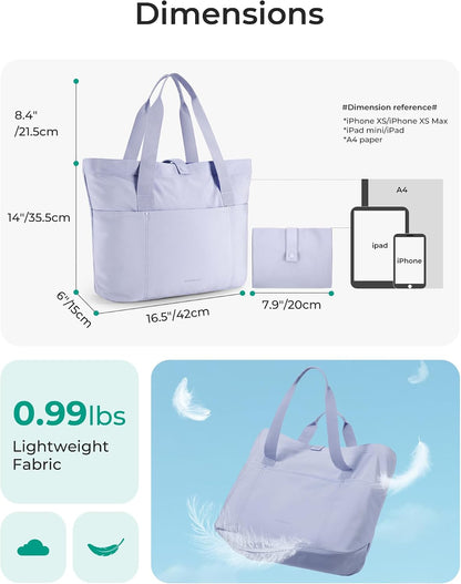 Tote Bag for Women, Foldable Tote Bag With Zipper Travel Shoulder Bag Handbag for Work
