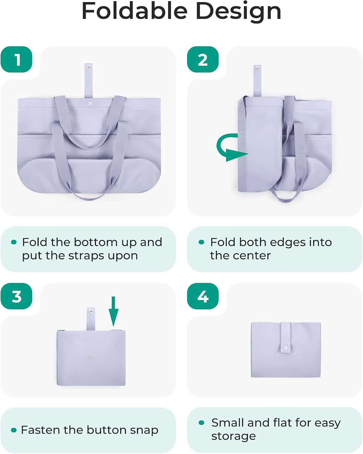Tote Bag for Women, Foldable Tote Bag With Zipper Travel Shoulder Bag Handbag for Work