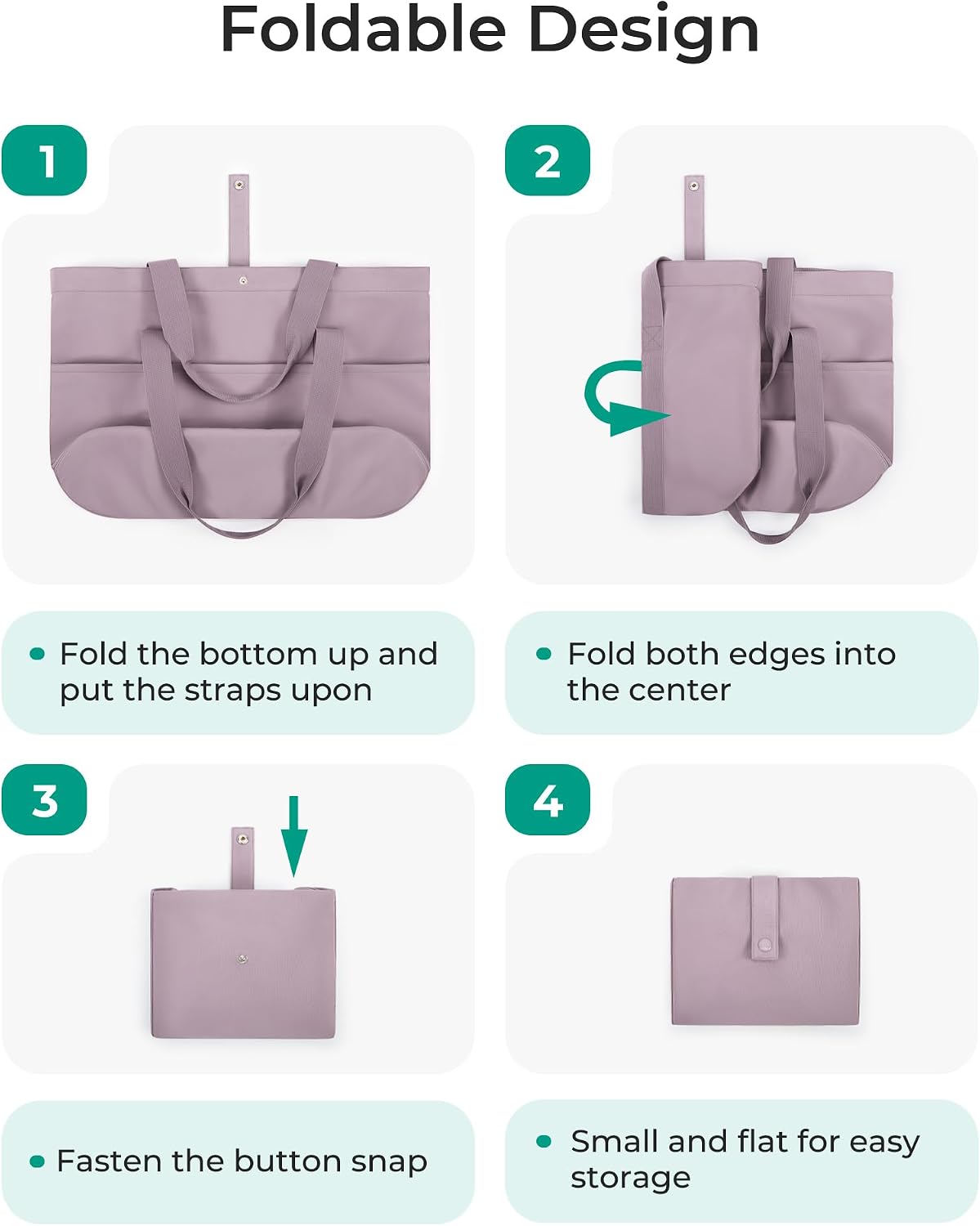 Tote Bag for Women, Foldable Tote Bag With Zipper Travel Shoulder Bag Handbag for Work