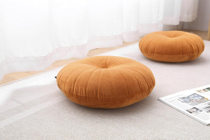 Floor Pillow Meditation Cushion Round Large Floor Pillows Seating for Adults, Velvet Thick Floor Cushions for Yoga Living Room Balcony Outdoor Tatami 18inches（Beige）