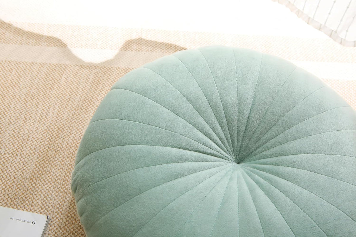Floor Pillow Meditation Cushion Round Large Floor Pillows Seating for Adults, Velvet Thick Floor Cushions for Yoga Living Room Balcony Outdoor Tatami 18inches（Beige）