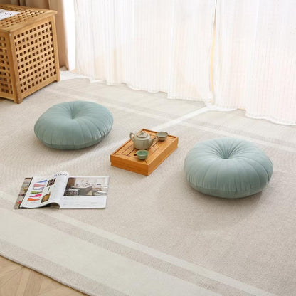 Floor Pillow Meditation Cushion Round Large Floor Pillows Seating for Adults, Velvet Thick Floor Cushions for Yoga Living Room Balcony Outdoor Tatami 18inches（Beige）