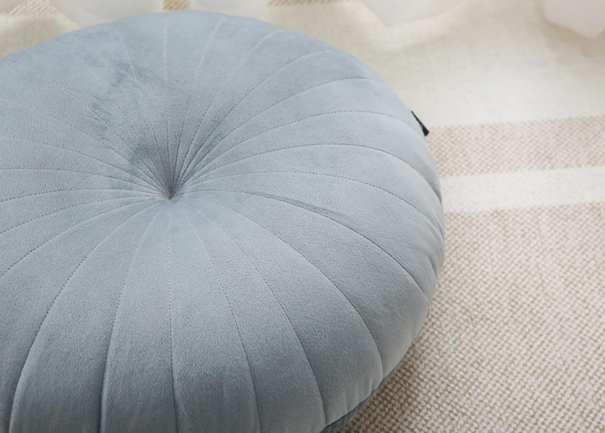 Floor Pillow Meditation Cushion Round Large Floor Pillows Seating for Adults, Velvet Thick Floor Cushions for Yoga Living Room Balcony Outdoor Tatami 18inches（Beige）