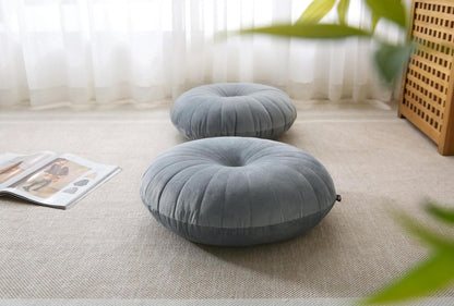 Floor Pillow Meditation Cushion Round Large Floor Pillows Seating for Adults, Velvet Thick Floor Cushions for Yoga Living Room Balcony Outdoor Tatami 18inches（Beige）