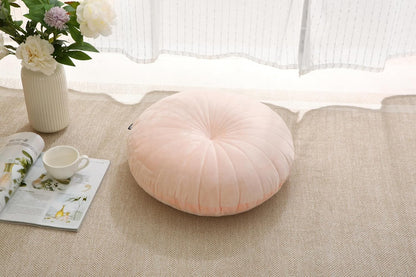 Floor Pillow Meditation Cushion Round Large Floor Pillows Seating for Adults, Velvet Thick Floor Cushions for Yoga Living Room Balcony Outdoor Tatami 18inches（Beige）