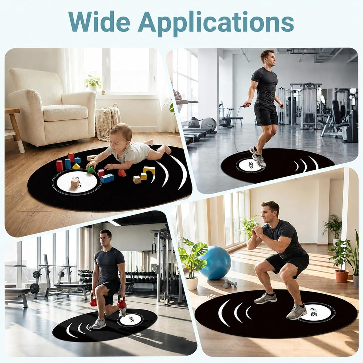 36" x 55" Large Jump Rope Mat with Jump Rope