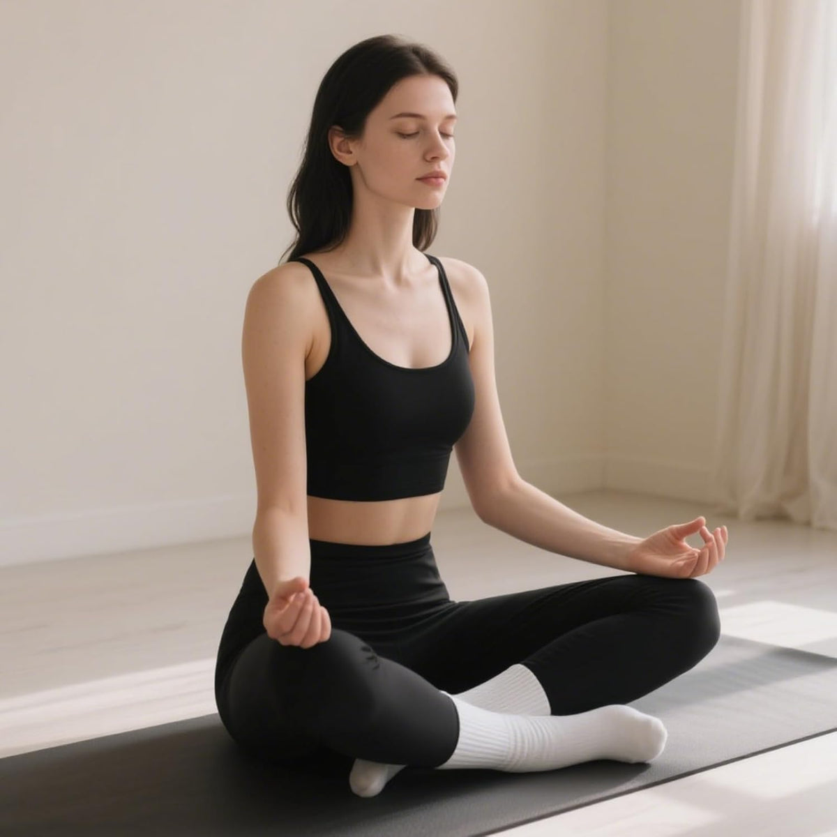 Pilates Socks with Grips for Women, 3 Pairs Womens Grippy Socks