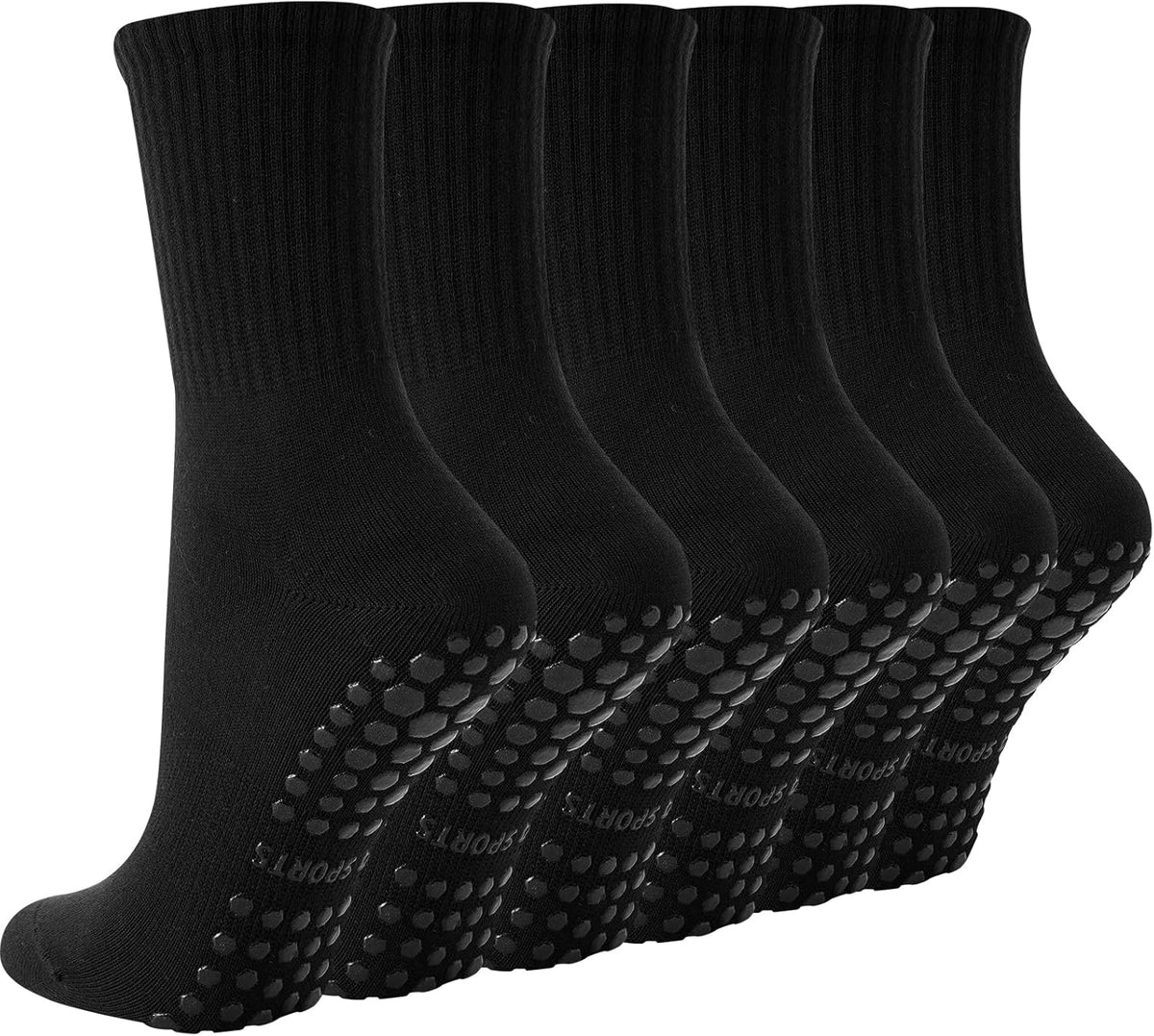 Pilates Socks with Grips for Women, 3 Pairs Womens Grippy Socks