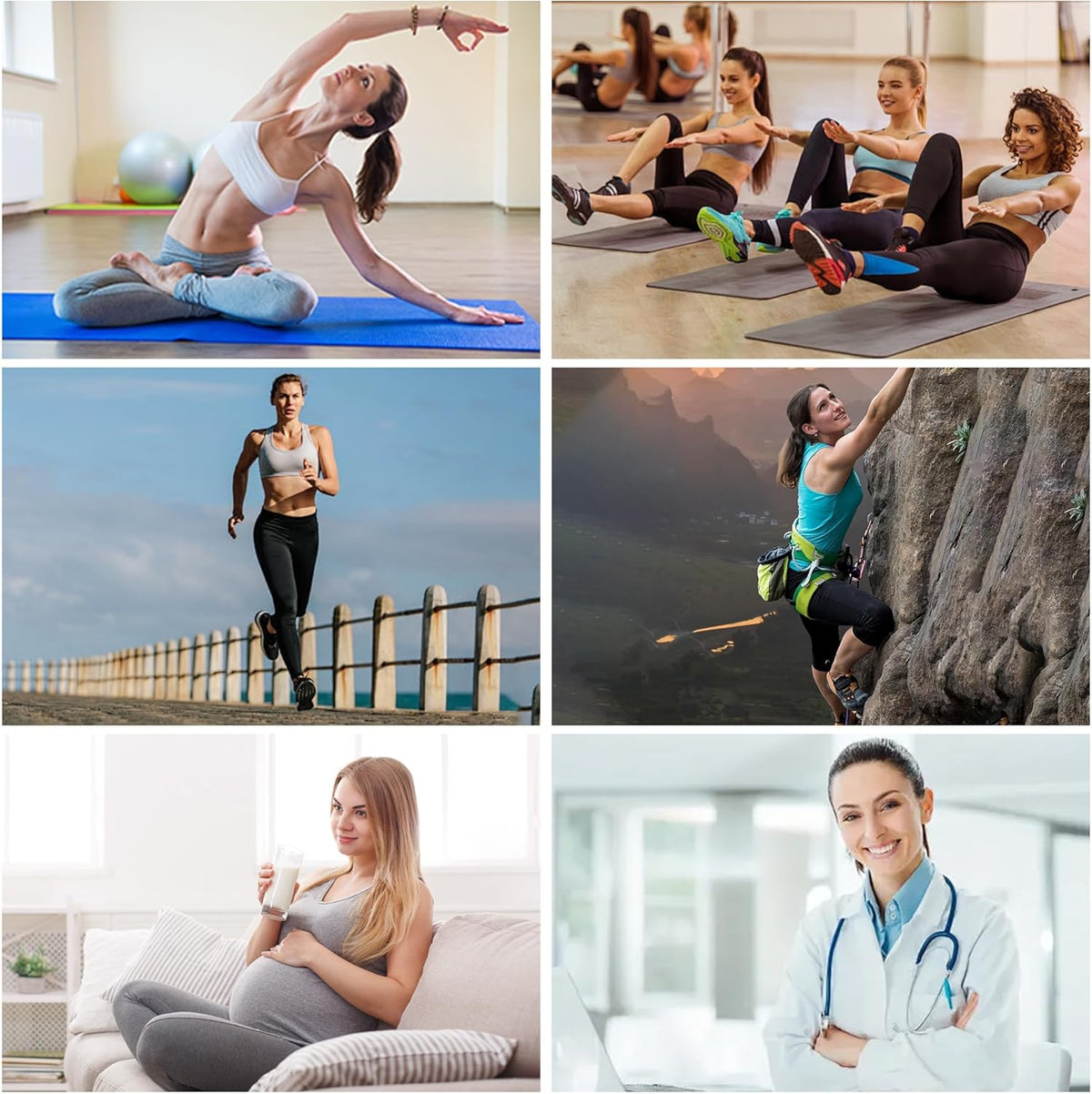 Pilates Socks with Grips for Women, 3 Pairs Womens Grippy Socks