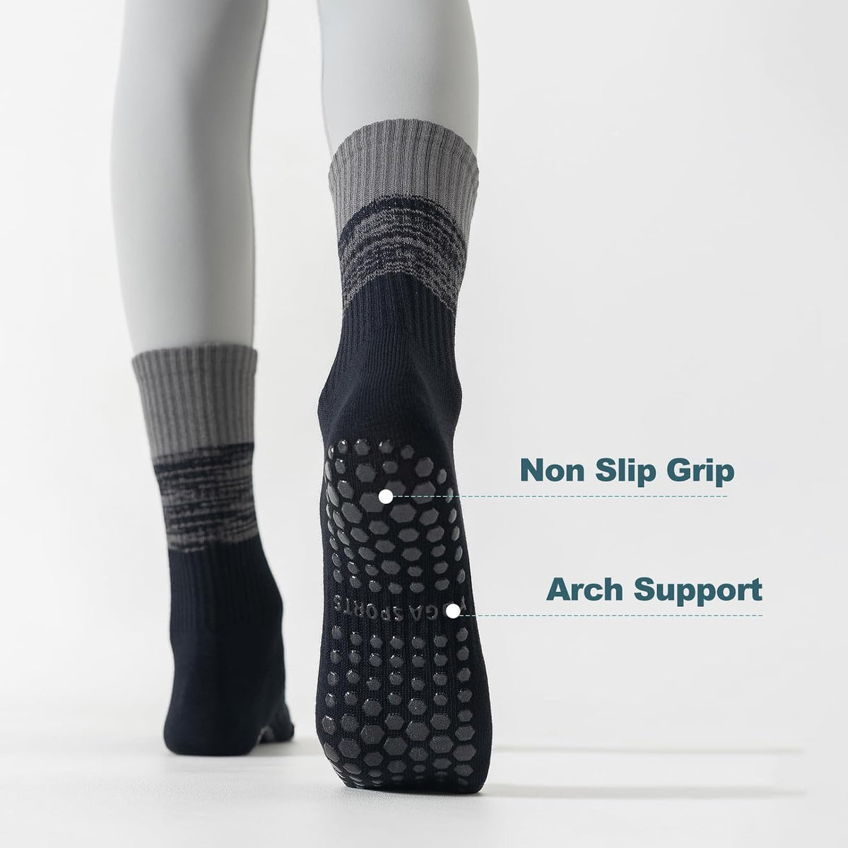 Pilates Socks with Grips for Women, 3 Pairs Womens Grippy Socks
