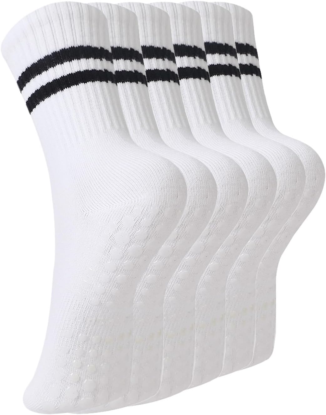 Pilates Socks with Grips for Women, 3 Pairs Womens Grippy Socks