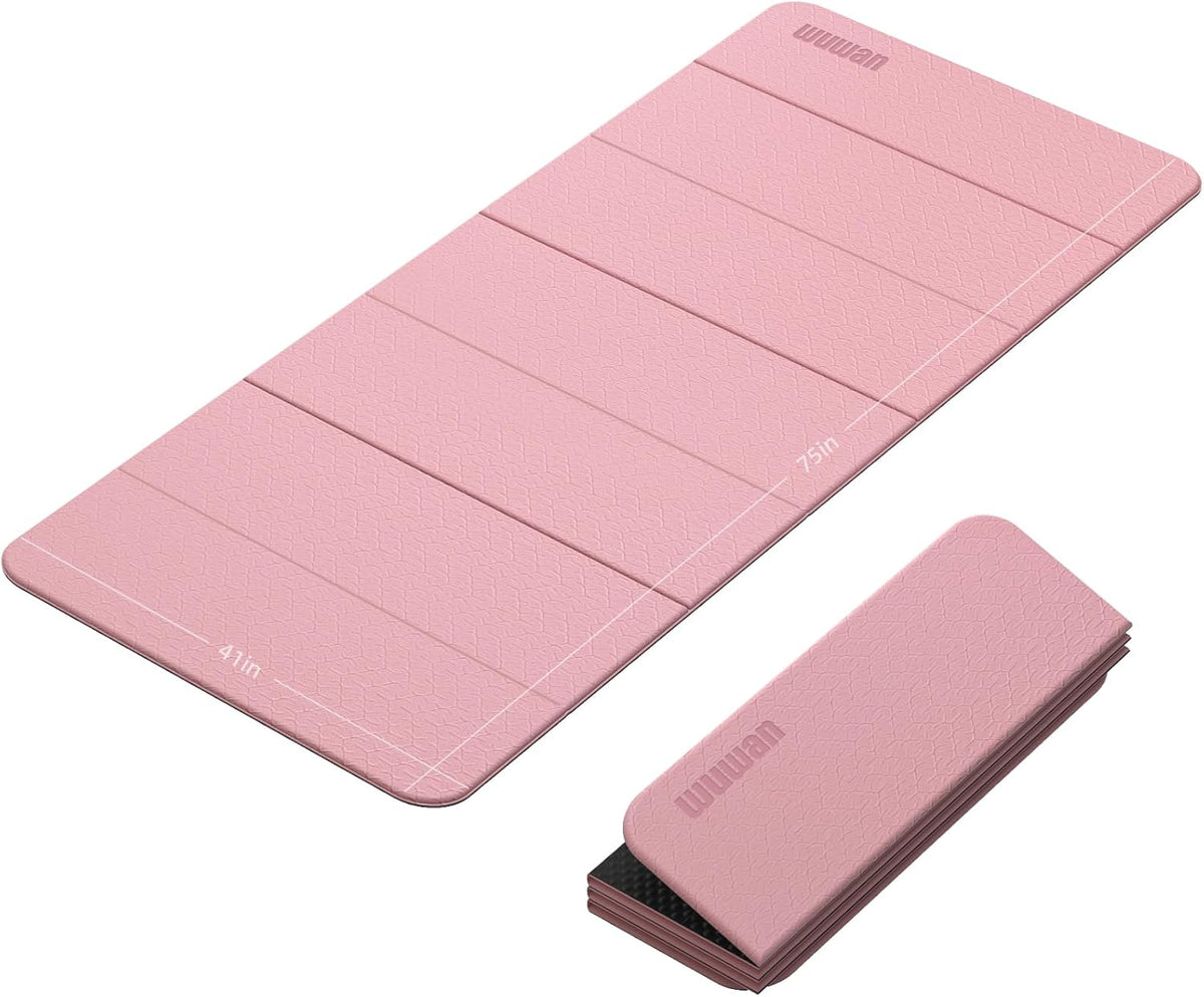 Foldable TPE Yoga Mat Thick 10mm,75" x40"Extra Large Exercise Mats | Stretch Mat Non-slip Fitness Folding Mat Easy to Carry,Wide Gym Mats for Women Men Suitable for Home Workout Travel Pilates