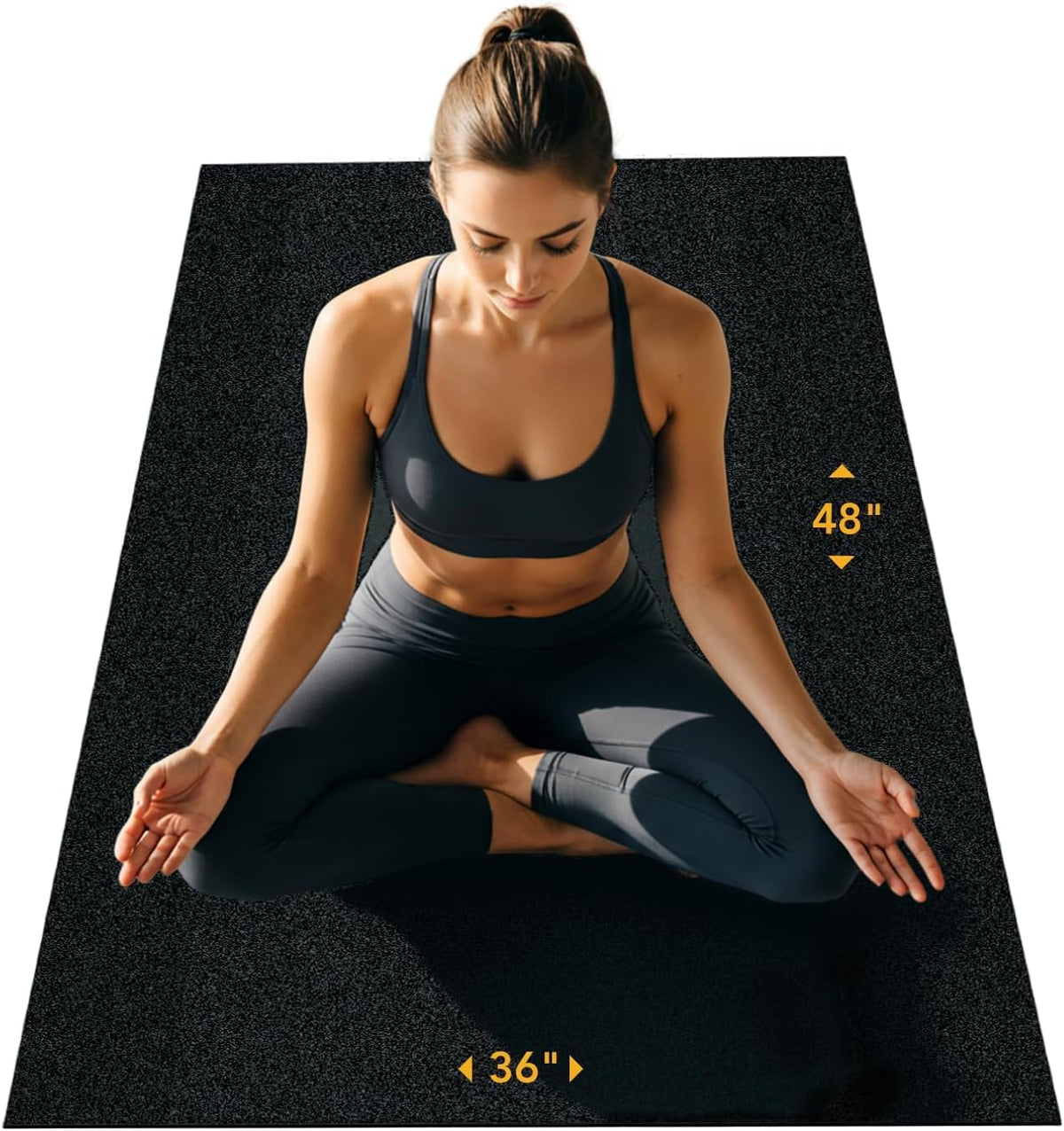 Multi-Purpose Exercise Mat - 100% Recycled Thick Rubber Mat for Home Gym Flooring, Non-Slip, Low-Odor Durable Workout Mat for Indoor/Outdoor, Shoe-Friendly