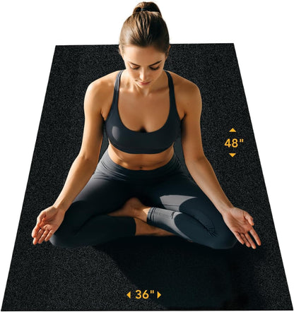 Multi-Purpose Exercise Mat - 100% Recycled Thick Rubber Mat for Home Gym Flooring, Non-Slip, Low-Odor Durable Workout Mat for Indoor/Outdoor, Shoe-Friendly