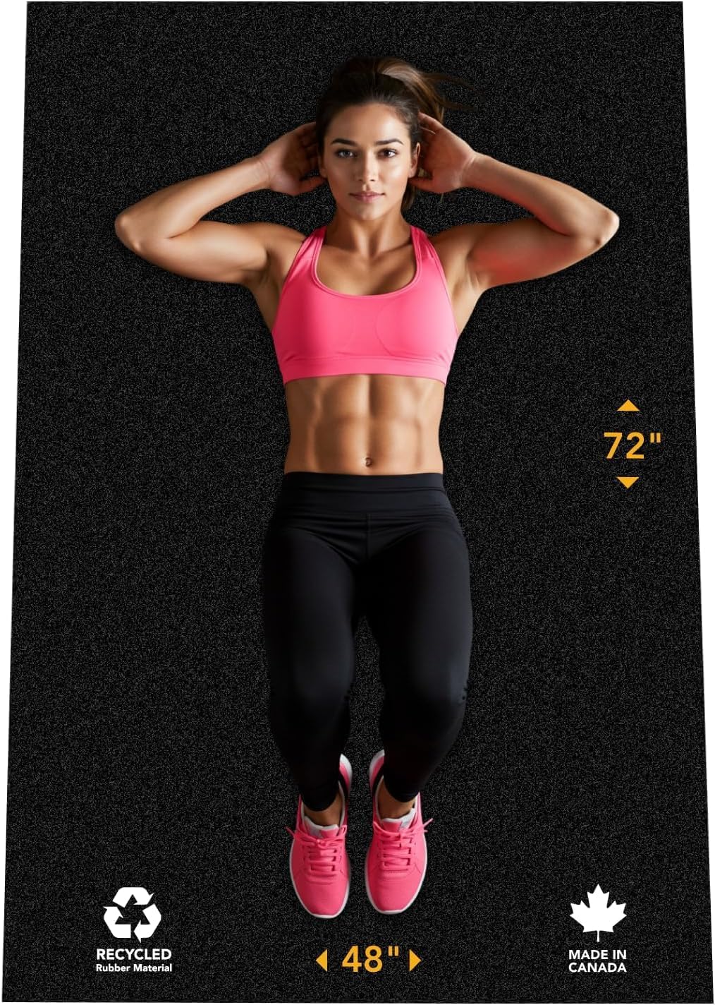 Multi-Purpose Exercise Mat - 100% Recycled Thick Rubber Mat for Home Gym Flooring, Non-Slip, Low-Odor Durable Workout Mat for Indoor/Outdoor, Shoe-Friendly