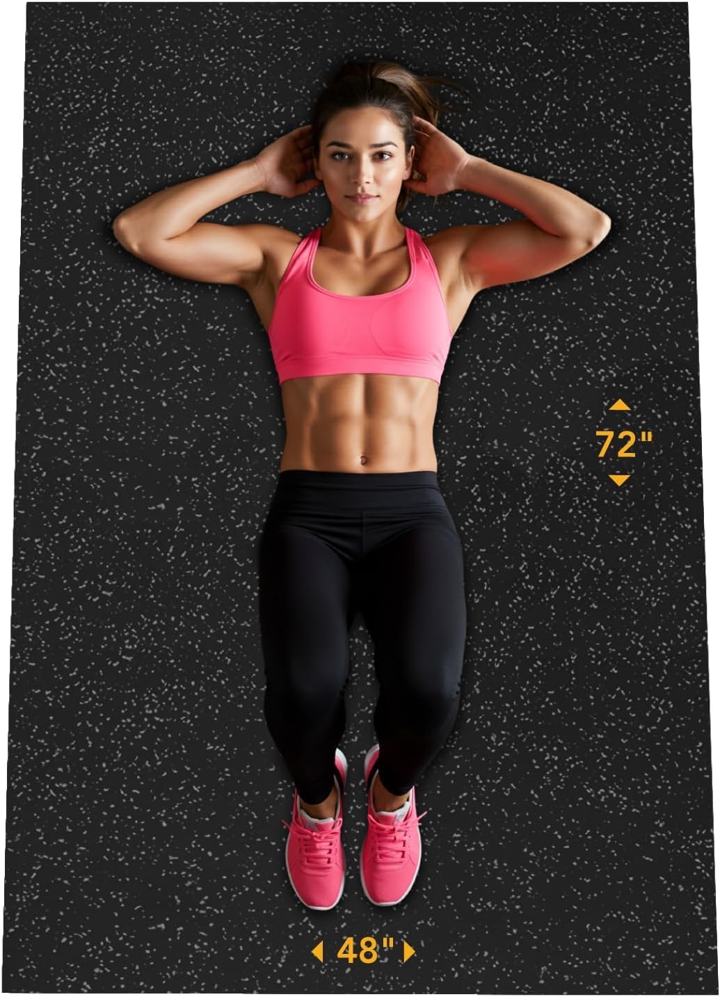 Multi-Purpose Exercise Mat - 100% Recycled Thick Rubber Mat for Home Gym Flooring, Non-Slip, Low-Odor Durable Workout Mat for Indoor/Outdoor, Shoe-Friendly
