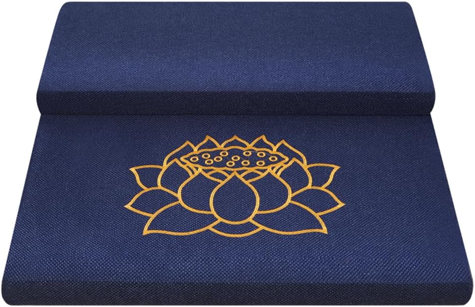 Square Meditation Cushion Mat Set with Washable Cotton Linen Cover, Larger Thick Yoga Mat Bolster Floor Pillows Seating for Adults Upgraded Meditation Accessories blue-60 * 5cm