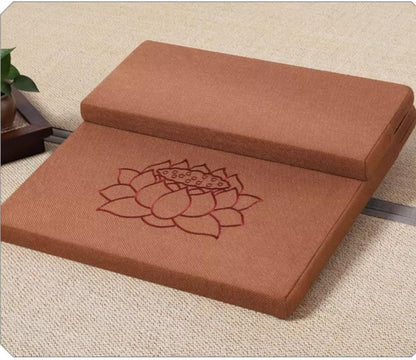 Square Meditation Cushion Mat Set with Washable Cotton Linen Cover, Larger Thick Yoga Mat Bolster Floor Pillows Seating for Adults Upgraded Meditation Accessories blue-60 * 5cm