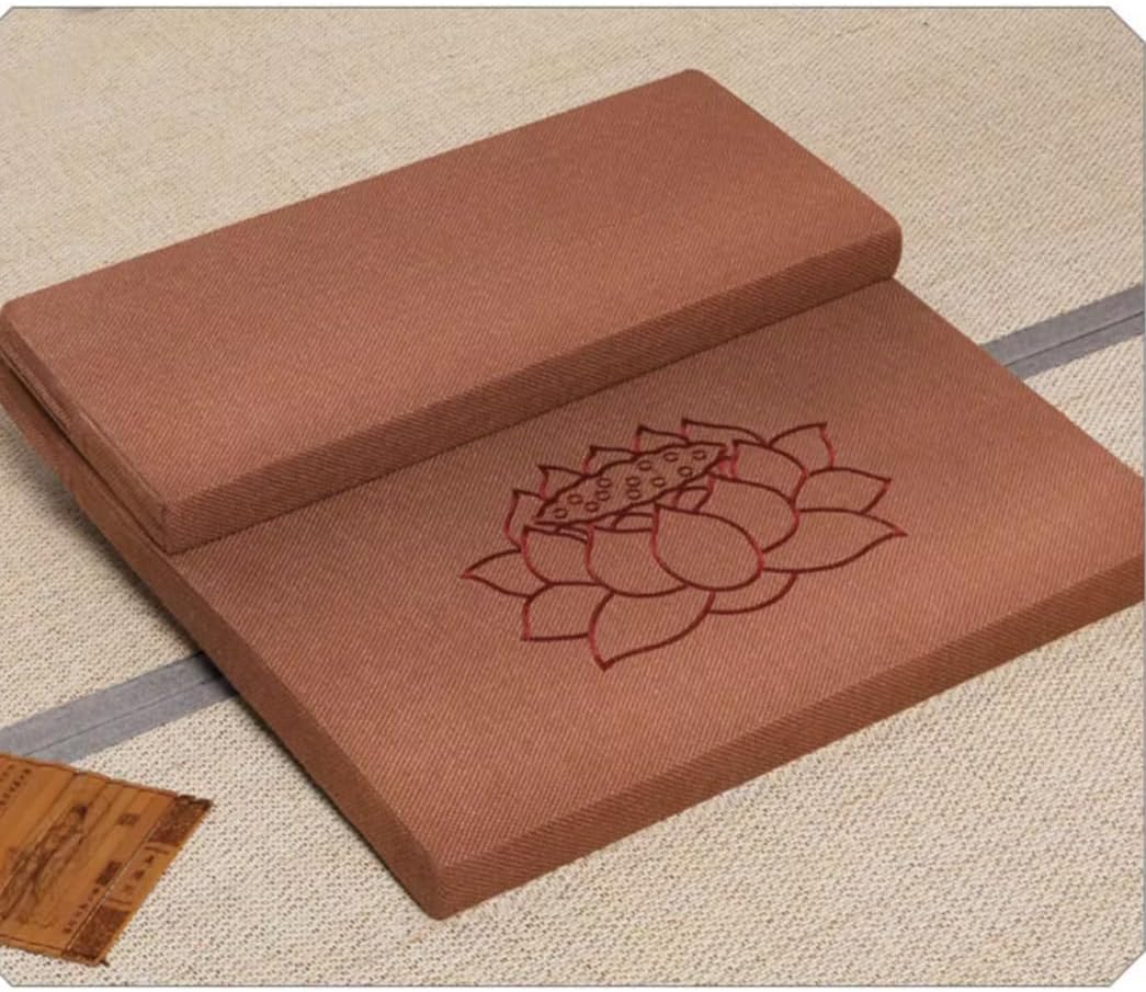 Square Meditation Cushion Mat Set with Washable Cotton Linen Cover, Larger Thick Yoga Mat Bolster Floor Pillows Seating for Adults Upgraded Meditation Accessories blue-60 * 5cm