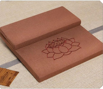 Square Meditation Cushion Mat Set with Washable Cotton Linen Cover, Larger Thick Yoga Mat Bolster Floor Pillows Seating for Adults Upgraded Meditation Accessories blue-60 * 5cm