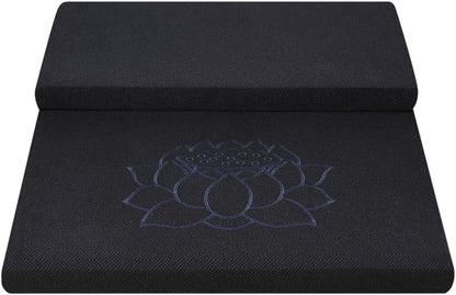 Square Meditation Cushion Mat Set with Washable Cotton Linen Cover, Larger Thick Yoga Mat Bolster Floor Pillows Seating for Adults Upgraded Meditation Accessories blue-60 * 5cm