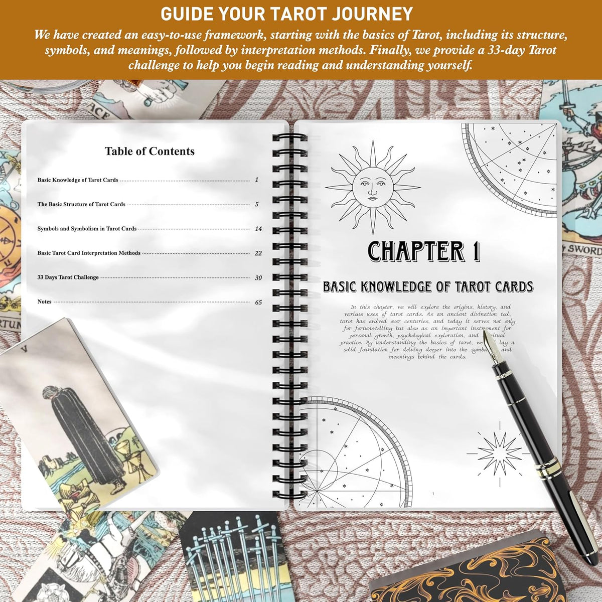 The 33-Day Tarot Challenge Journal: Master Tarot History, Symbols, Card Meanings & Spreads | Daily Practices for Self-Discovery, Healing, Intuition, Meditation & Personal Growth, A5(5.9x8.5 inch)