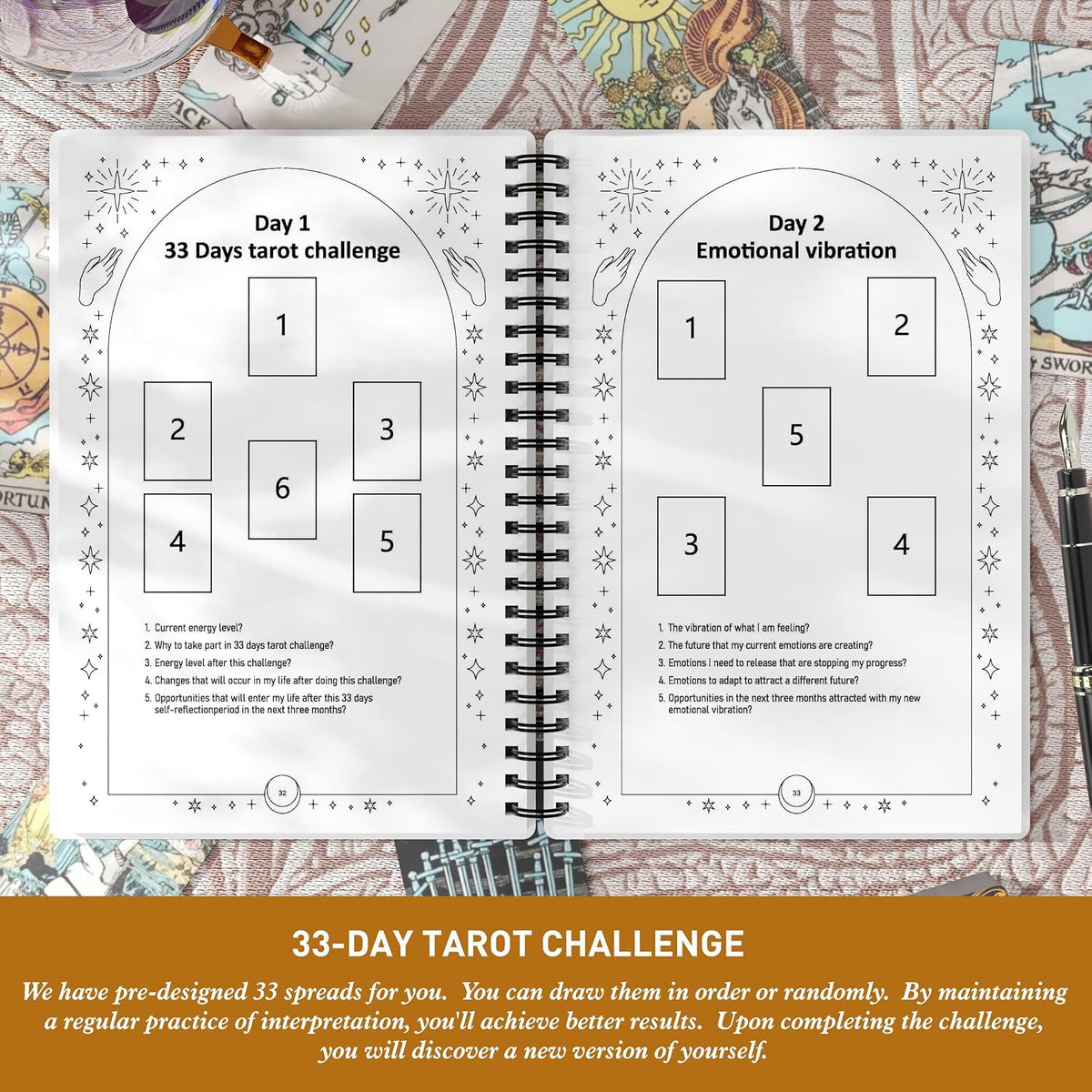 The 33-Day Tarot Challenge Journal: Master Tarot History, Symbols, Card Meanings & Spreads | Daily Practices for Self-Discovery, Healing, Intuition, Meditation & Personal Growth, A5(5.9x8.5 inch)