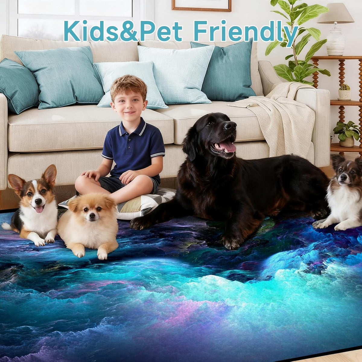 5'x7' Galaxy Rug Bedroom Living Room Gaming Area Rugs Nebula Throw Rugs Yoga Floor Mat Carpet,63"x83"