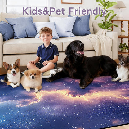 5'x7' Galaxy Rug Bedroom Living Room Gaming Area Rugs Nebula Throw Rugs Yoga Floor Mat Carpet,63"x83"