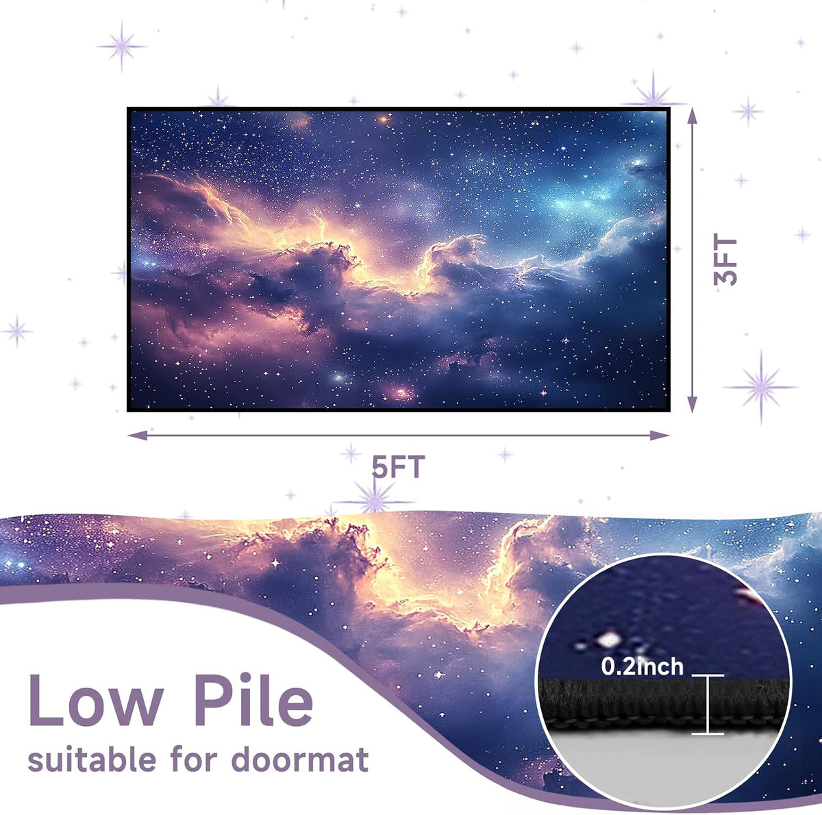 5'x7' Galaxy Rug Bedroom Living Room Gaming Area Rugs Nebula Throw Rugs Yoga Floor Mat Carpet,63"x83"