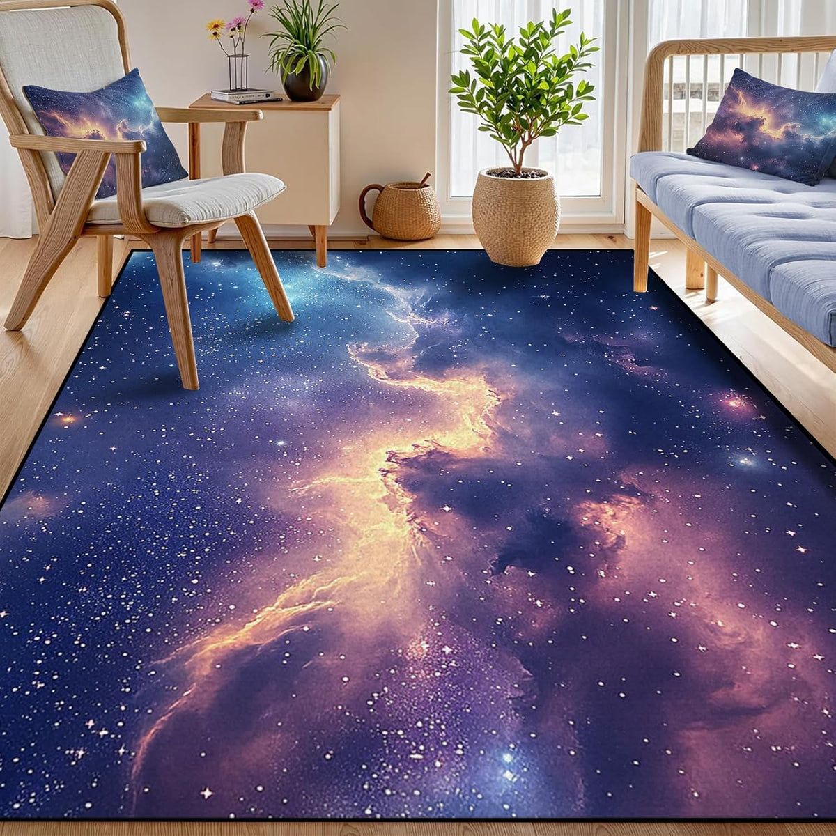 5'x7' Galaxy Rug Bedroom Living Room Gaming Area Rugs Nebula Throw Rugs Yoga Floor Mat Carpet,63"x83"