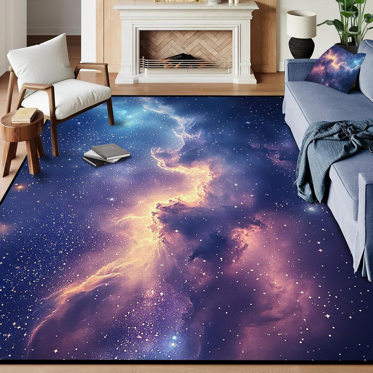 5'x7' Galaxy Rug Bedroom Living Room Gaming Area Rugs Nebula Throw Rugs Yoga Floor Mat Carpet,63"x83"