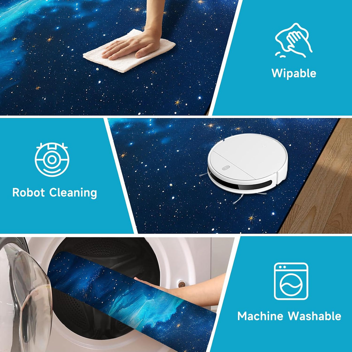 5'x7' Galaxy Rug Bedroom Living Room Gaming Area Rugs Nebula Throw Rugs Yoga Floor Mat Carpet,63"x83"