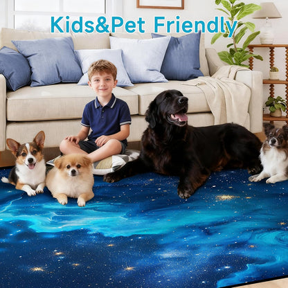 5'x7' Galaxy Rug Bedroom Living Room Gaming Area Rugs Nebula Throw Rugs Yoga Floor Mat Carpet,63"x83"