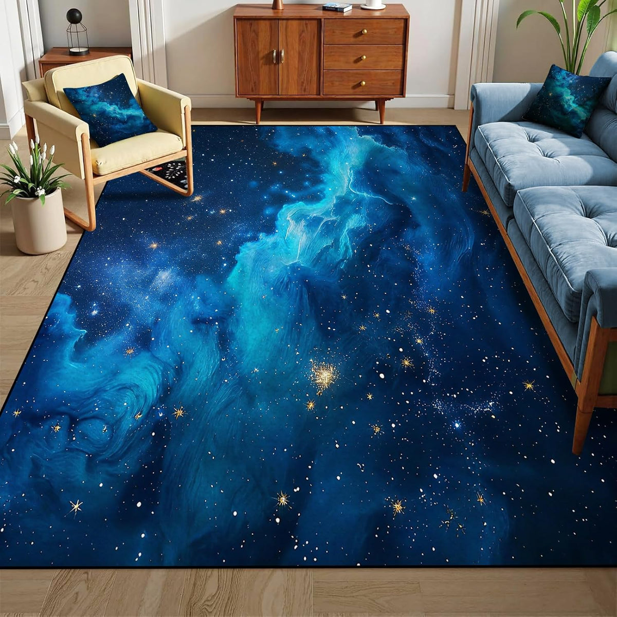 5'x7' Galaxy Rug Bedroom Living Room Gaming Area Rugs Nebula Throw Rugs Yoga Floor Mat Carpet,63"x83"