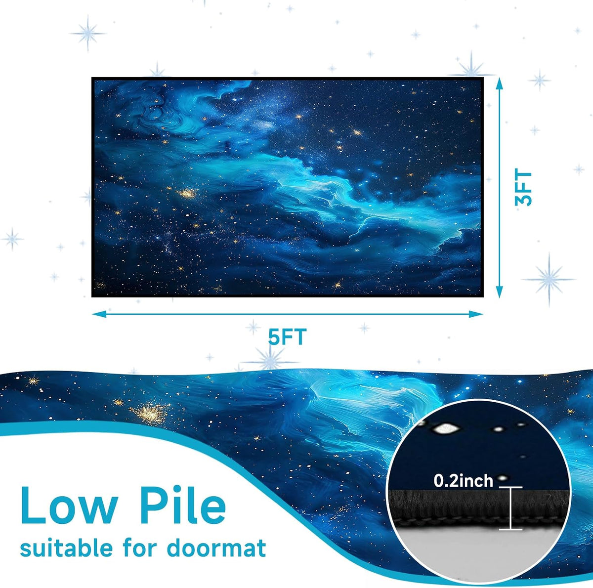 5'x7' Galaxy Rug Bedroom Living Room Gaming Area Rugs Nebula Throw Rugs Yoga Floor Mat Carpet,63"x83"