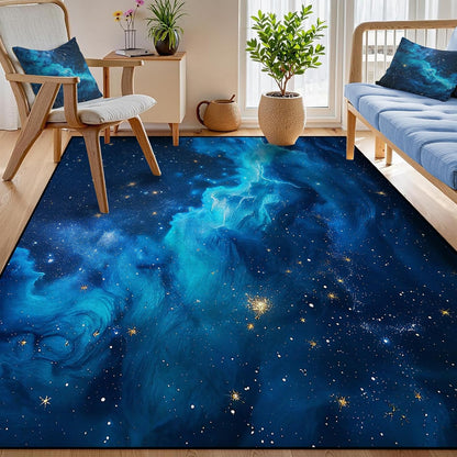 5'x7' Galaxy Rug Bedroom Living Room Gaming Area Rugs Nebula Throw Rugs Yoga Floor Mat Carpet,63"x83"