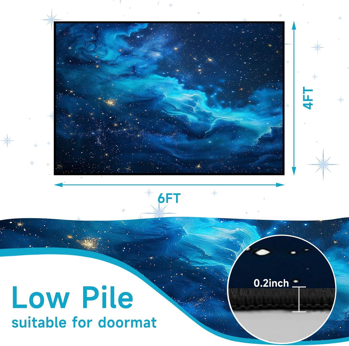 5'x7' Galaxy Rug Bedroom Living Room Gaming Area Rugs Nebula Throw Rugs Yoga Floor Mat Carpet,63"x83"