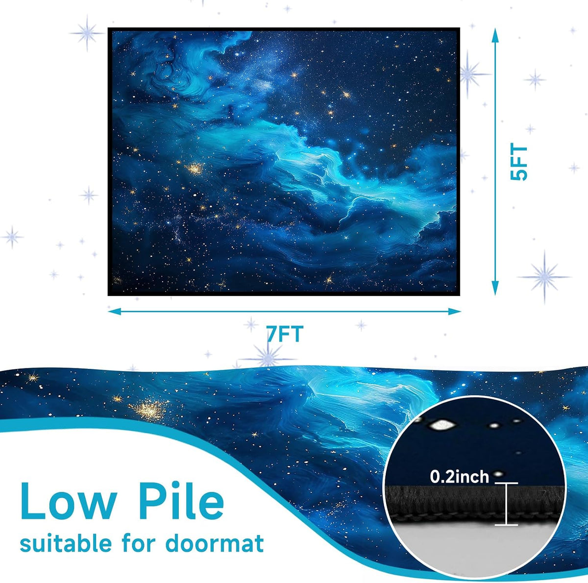 5'x7' Galaxy Rug Bedroom Living Room Gaming Area Rugs Nebula Throw Rugs Yoga Floor Mat Carpet,63"x83"