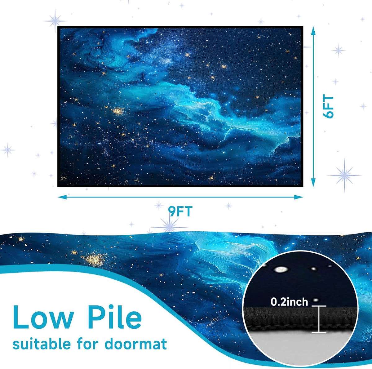 5'x7' Galaxy Rug Bedroom Living Room Gaming Area Rugs Nebula Throw Rugs Yoga Floor Mat Carpet,63"x83"