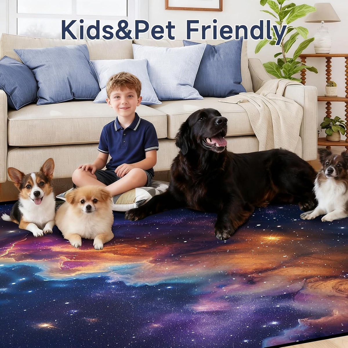 5'x7' Galaxy Rug Bedroom Living Room Gaming Area Rugs Nebula Throw Rugs Yoga Floor Mat Carpet,63"x83"