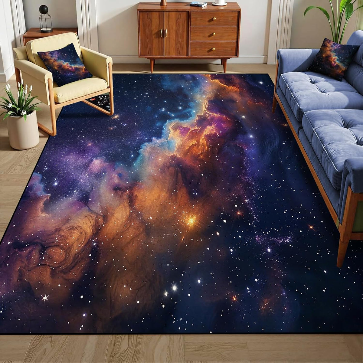 5'x7' Galaxy Rug Bedroom Living Room Gaming Area Rugs Nebula Throw Rugs Yoga Floor Mat Carpet,63"x83"