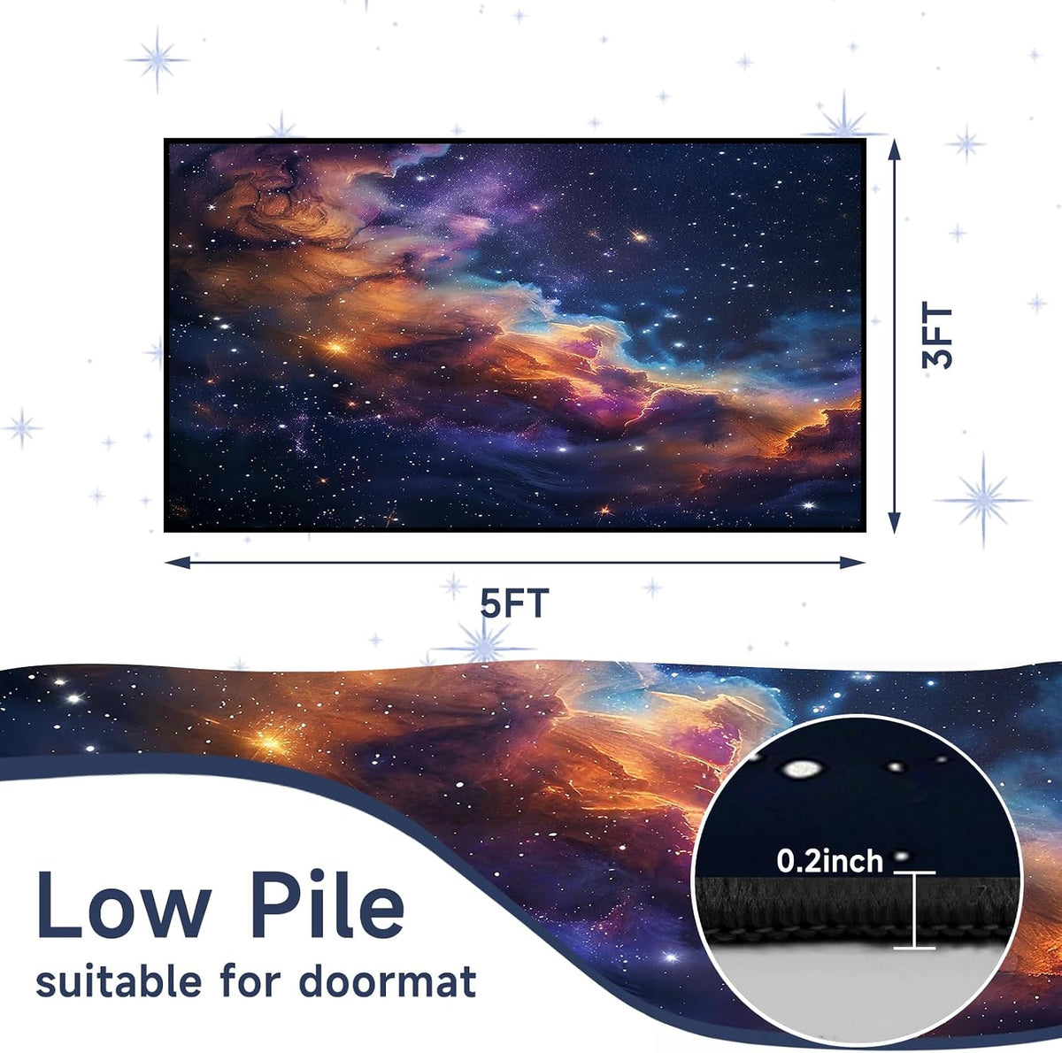 5'x7' Galaxy Rug Bedroom Living Room Gaming Area Rugs Nebula Throw Rugs Yoga Floor Mat Carpet,63"x83"