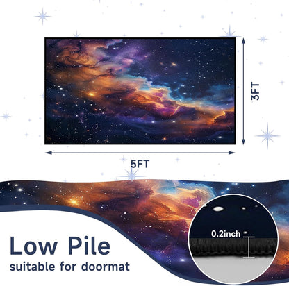 5'x7' Galaxy Rug Bedroom Living Room Gaming Area Rugs Nebula Throw Rugs Yoga Floor Mat Carpet,63"x83"