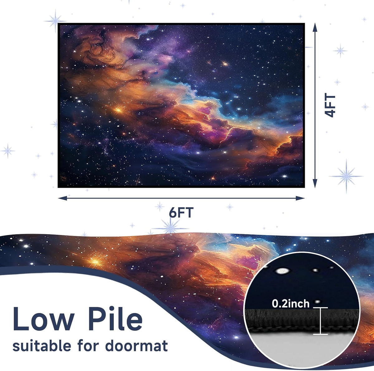 5'x7' Galaxy Rug Bedroom Living Room Gaming Area Rugs Nebula Throw Rugs Yoga Floor Mat Carpet,63"x83"